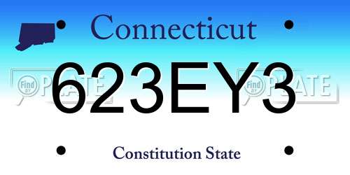 623EY3 Connecticut License Plate