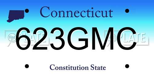 623GMC Connecticut License Plate