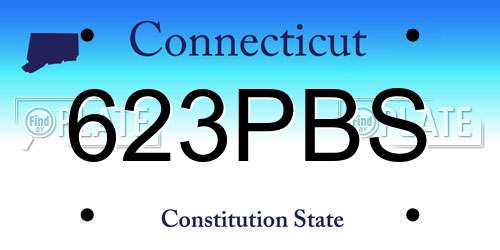 623PBS Connecticut License Plate