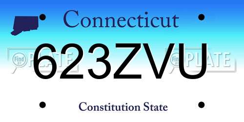 623ZVU Connecticut License Plate