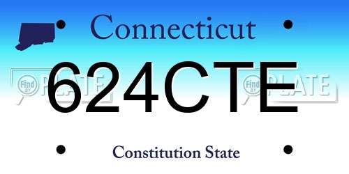 624CTE Connecticut License Plate