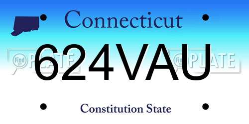624VAU Connecticut License Plate