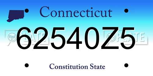 62540Z5 Connecticut License Plate