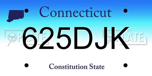 625DJK Connecticut License Plate