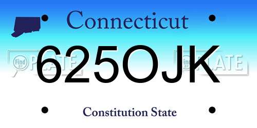 625OJK Connecticut License Plate