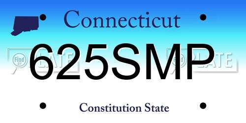 625SMP Connecticut License Plate