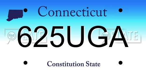625UGA Connecticut License Plate