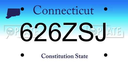 626ZSJ Connecticut License Plate