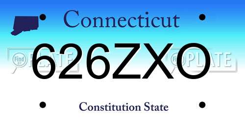 626ZXO Connecticut License Plate
