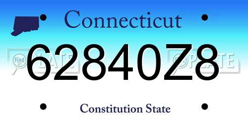 62840Z8 Connecticut License Plate