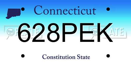 628PEK Connecticut License Plate