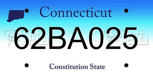 62BA025 Connecticut License Plate