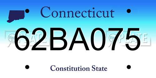 62BA075 Connecticut License Plate
