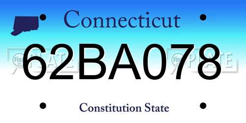 62BA078 Connecticut License Plate