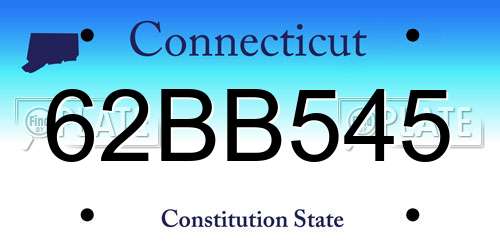 62BB545 Connecticut License Plate