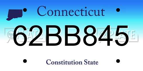 62BB845 Connecticut License Plate