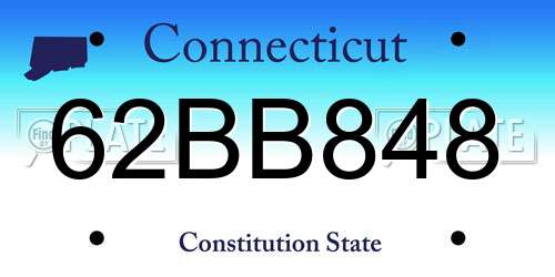 62BB848 Connecticut License Plate
