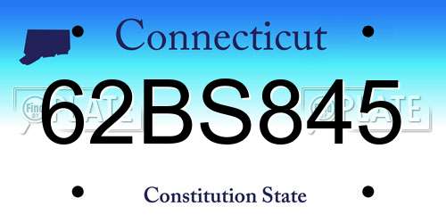 62BS845 Connecticut License Plate