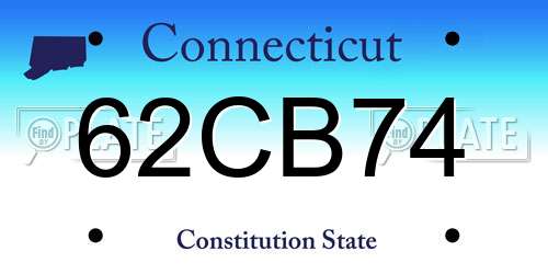 62CB74 Connecticut License Plate