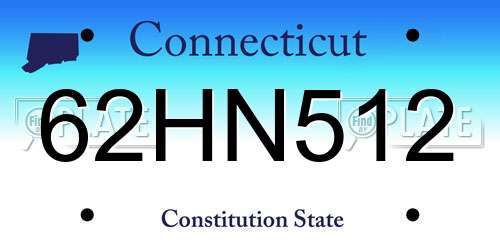 62HN512 Connecticut License Plate