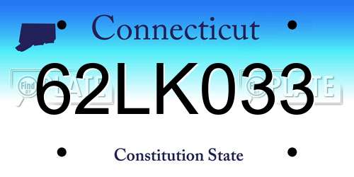 62LK033 Connecticut License Plate