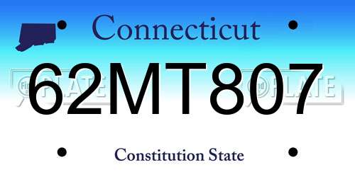 62MT807 Connecticut License Plate