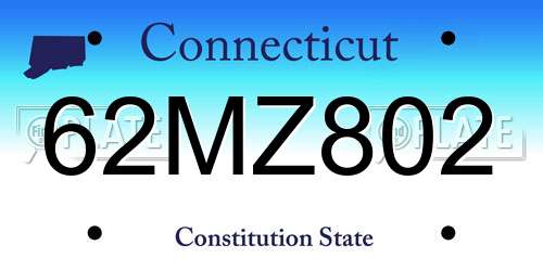 62MZ802 Connecticut License Plate