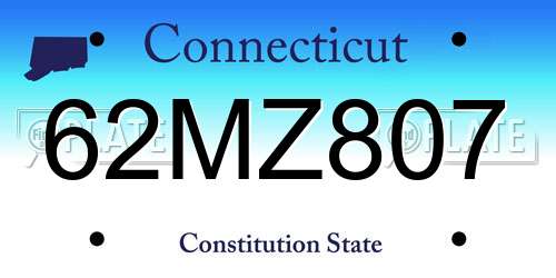 62MZ807 Connecticut License Plate