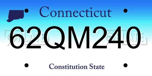 62QM240 Connecticut License Plate