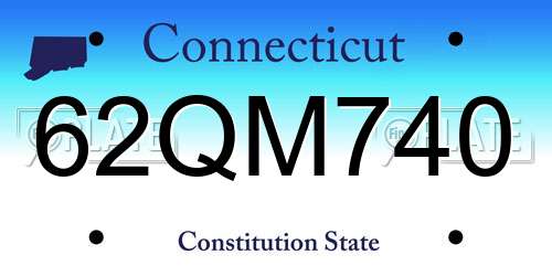 62QM740 Connecticut License Plate