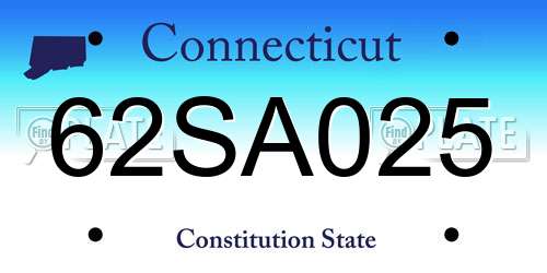 62SA025 Connecticut License Plate