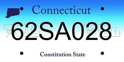 62SA028 Connecticut License Plate