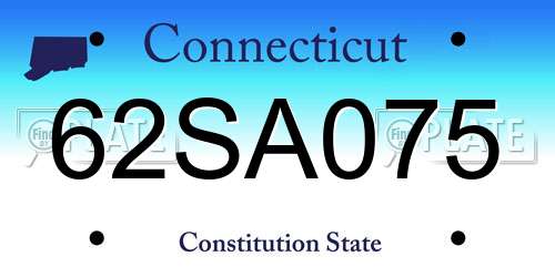 62SA075 Connecticut License Plate