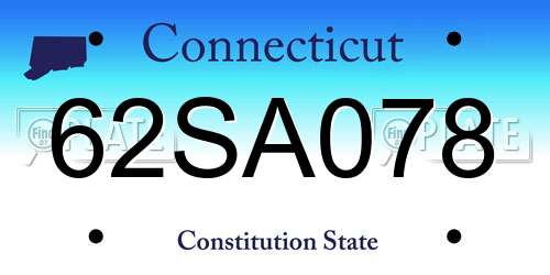 62SA078 Connecticut License Plate