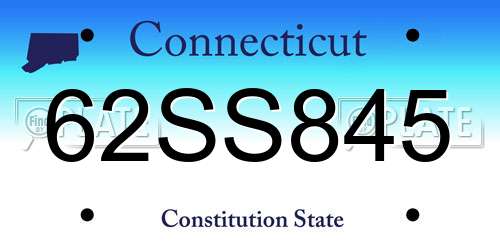62SS845 Connecticut License Plate