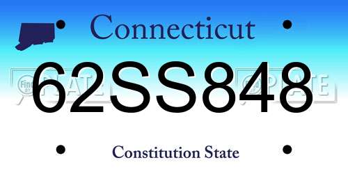 62SS848 Connecticut License Plate