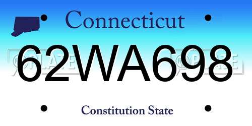 62WA698 Connecticut License Plate