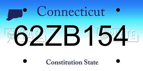 62ZB154 Connecticut License Plate