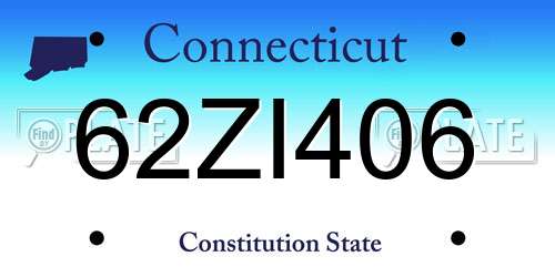 62ZI406 Connecticut License Plate