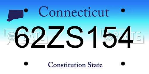 62ZS154 Connecticut License Plate