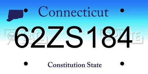 62ZS184 Connecticut License Plate