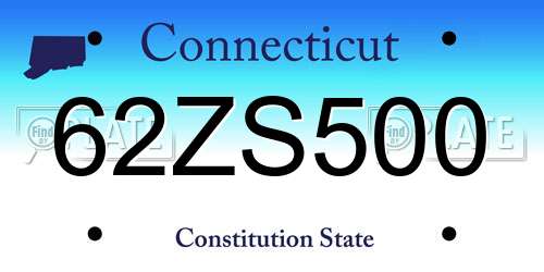 62ZS500 Connecticut License Plate