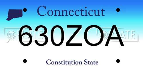 630ZOA Connecticut License Plate