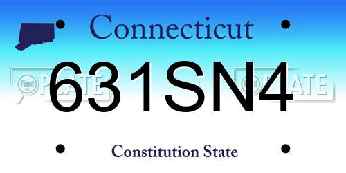 631SN4 Connecticut License Plate