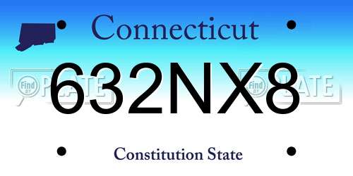 632NX8 Connecticut License Plate