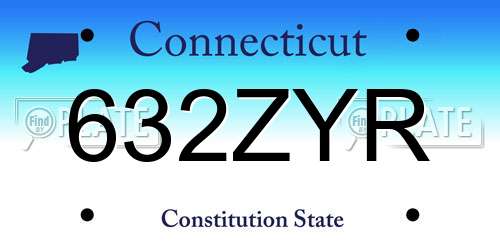 632ZYR Connecticut License Plate