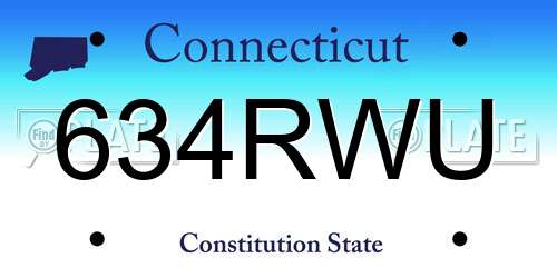 634RWU Connecticut License Plate