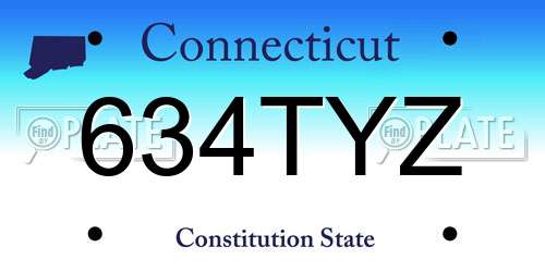 634TYZ Connecticut License Plate