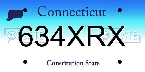 634XRX Connecticut License Plate