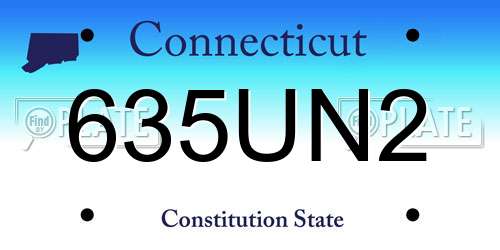 635UN2 Connecticut License Plate